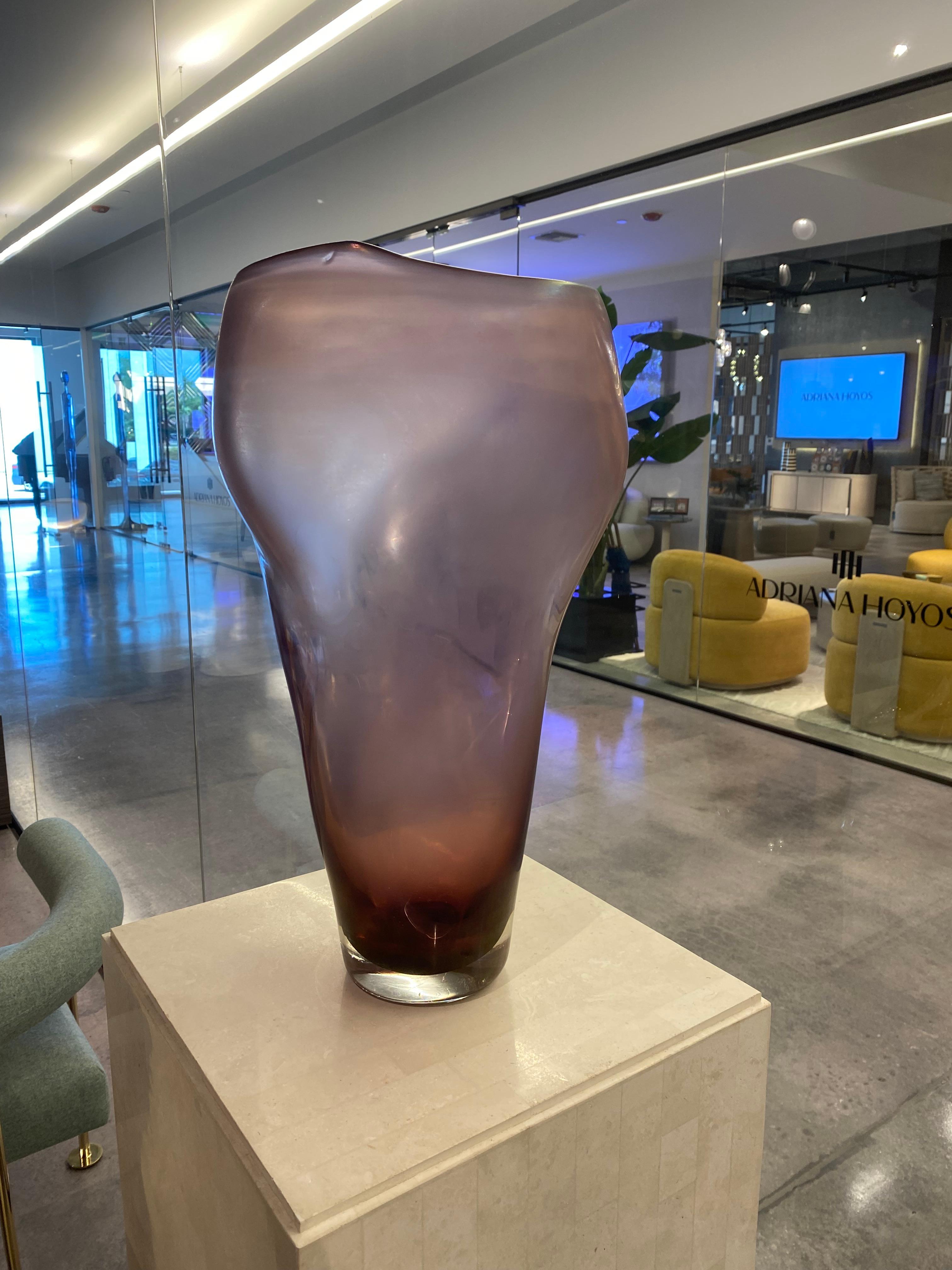 Italian Allungato Handblown Murano Glass Vase For Sale