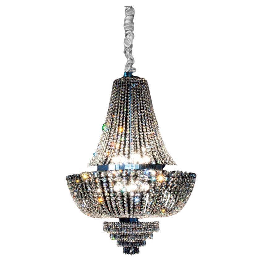 Lampadario Allure a 12 luci in cromo lucido e cristallo di Aggiolight in vendita