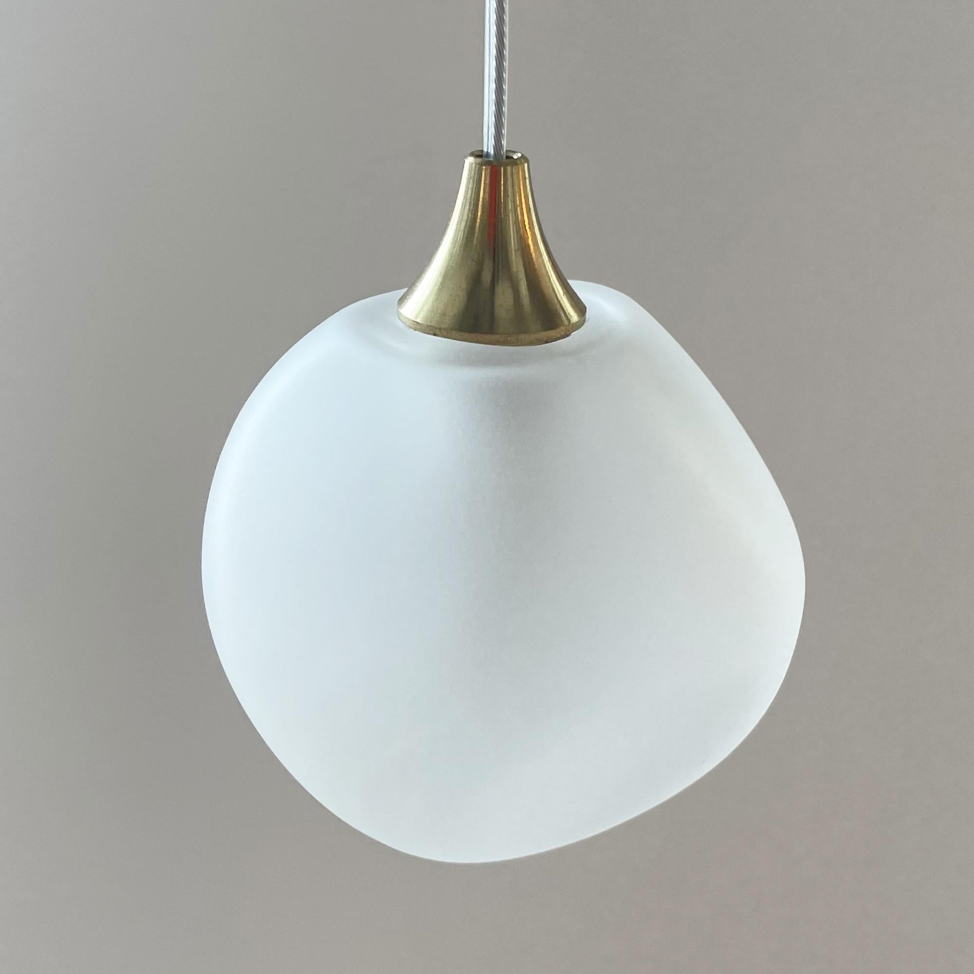 Allure Chandelier Clear Globes and Frosted White Geometric hand-blown glass. LED For Sale 2