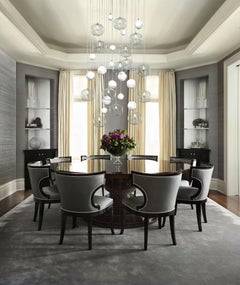Allure Chandelier Clear Globes and Frosted White Geometric hand-blown glass. LED