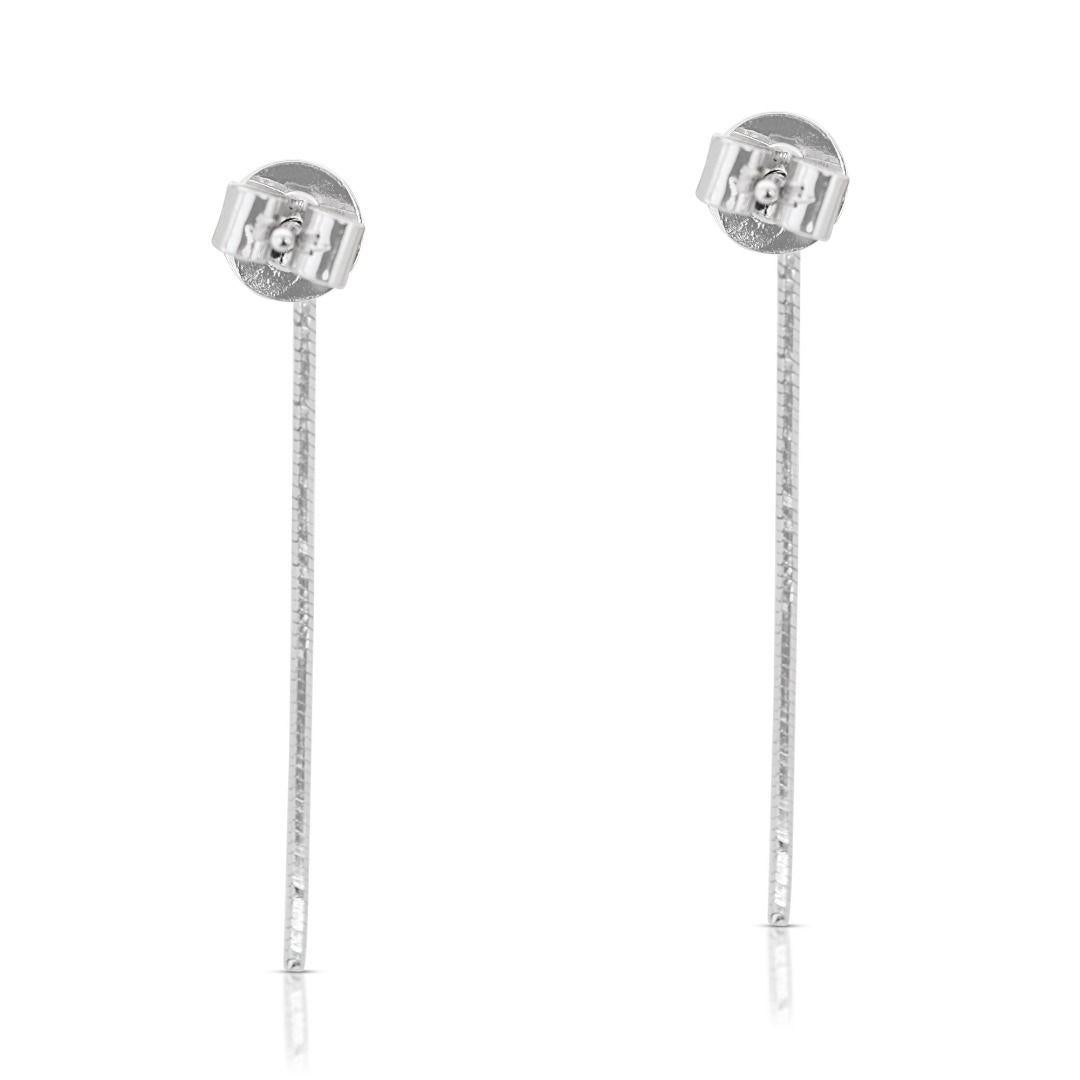 Alluring 0.30ct Three Stone Diamond Stud Earrings in 18K White Gold For Sale 2