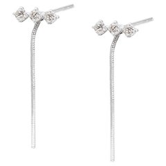 Alluring 0.30ct Three Stone Diamond Stud Earrings in 18K White Gold