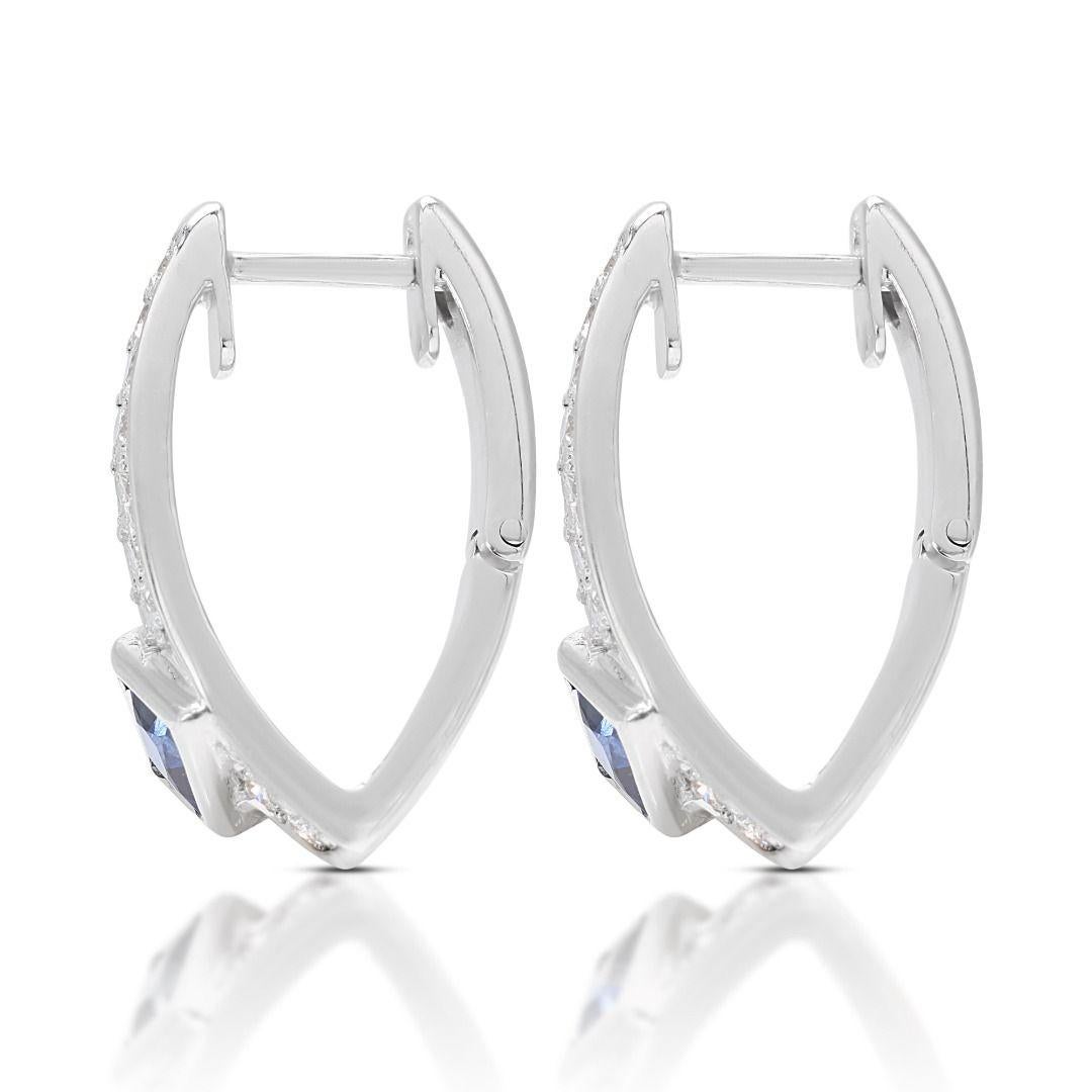 Women's Alluring 0.70ct Sapphire and Diamond Earrings in 18K White Gold For Sale