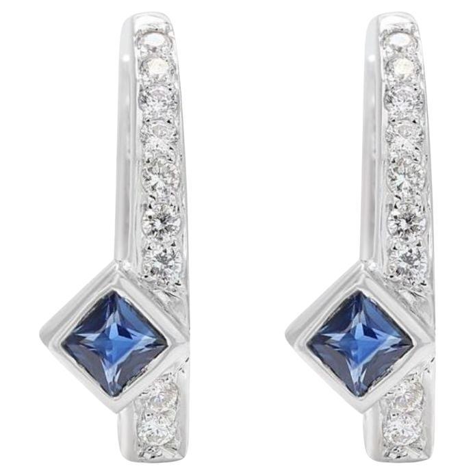 Alluring 0.70ct Sapphire and Diamond Earrings in 18K White Gold For Sale