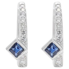 Alluring 0.70ct Sapphire and Diamond Earrings in 18K White Gold