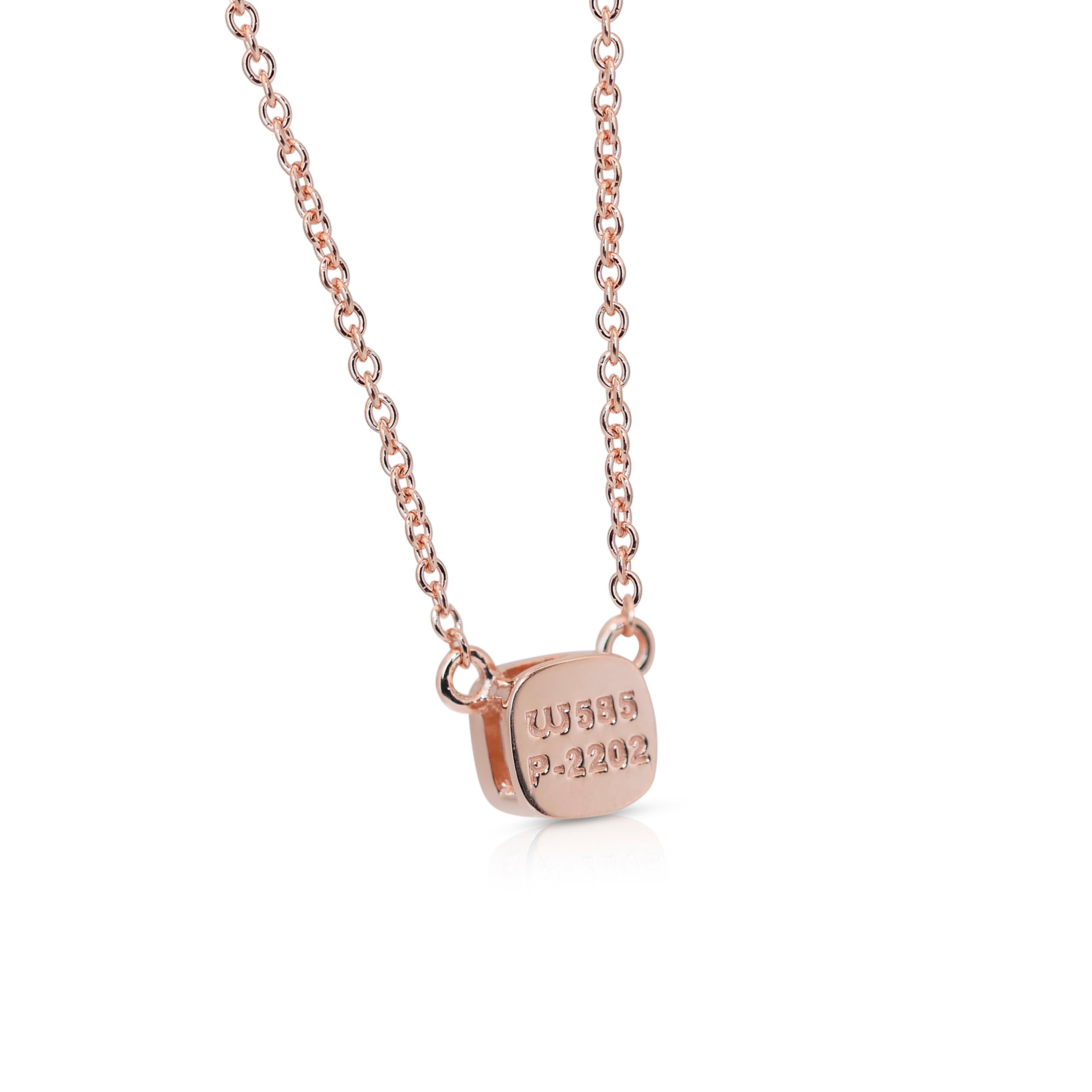 Alluring 0.81ct Diamond Solitaire Necklace with Pendant in 14k Rose Gold - IGI 4