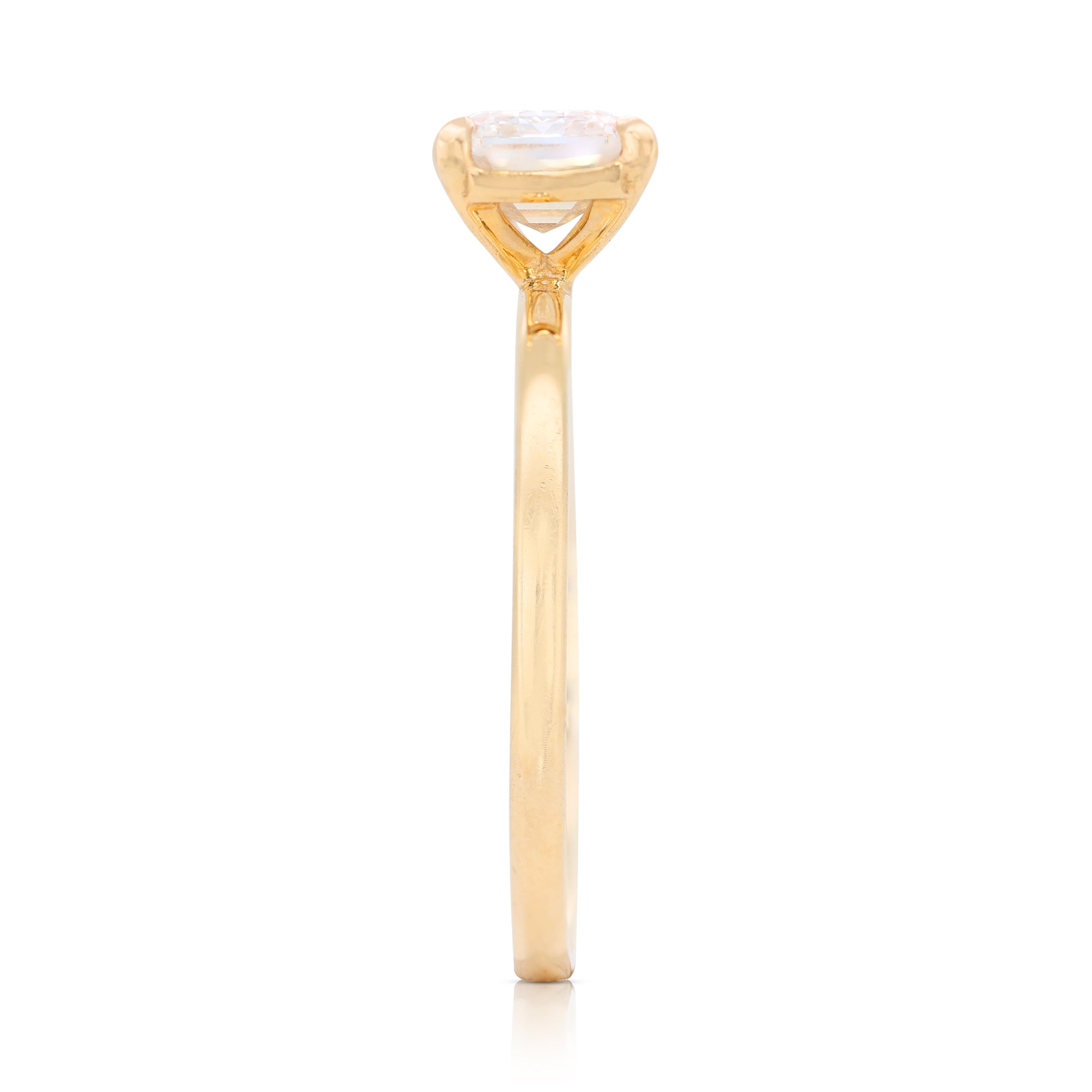 Superbe bague solitaire en or jaune 14 carats avec diamants de 0,90 carat en vente 2
