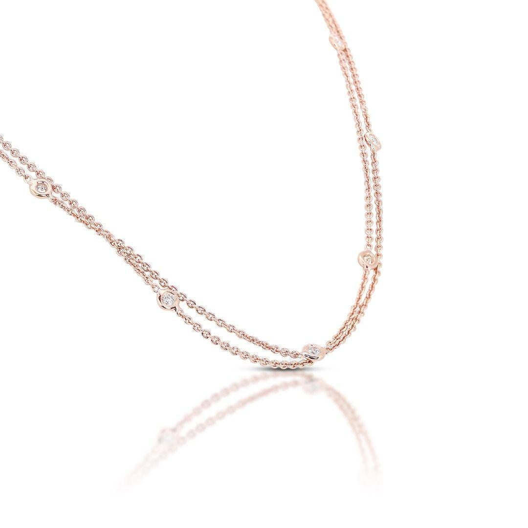 Round Cut Alluring 1.12ct Diamond Necklace set in 18K Rose Gold  For Sale
