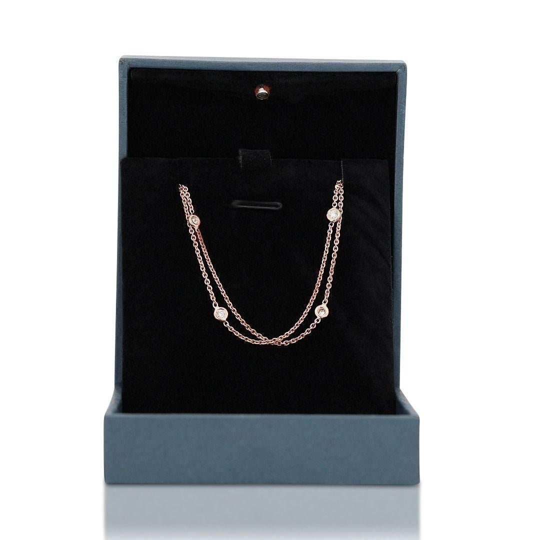 Alluring 1.12ct Diamond Necklace set in 18K Rose Gold  For Sale 2