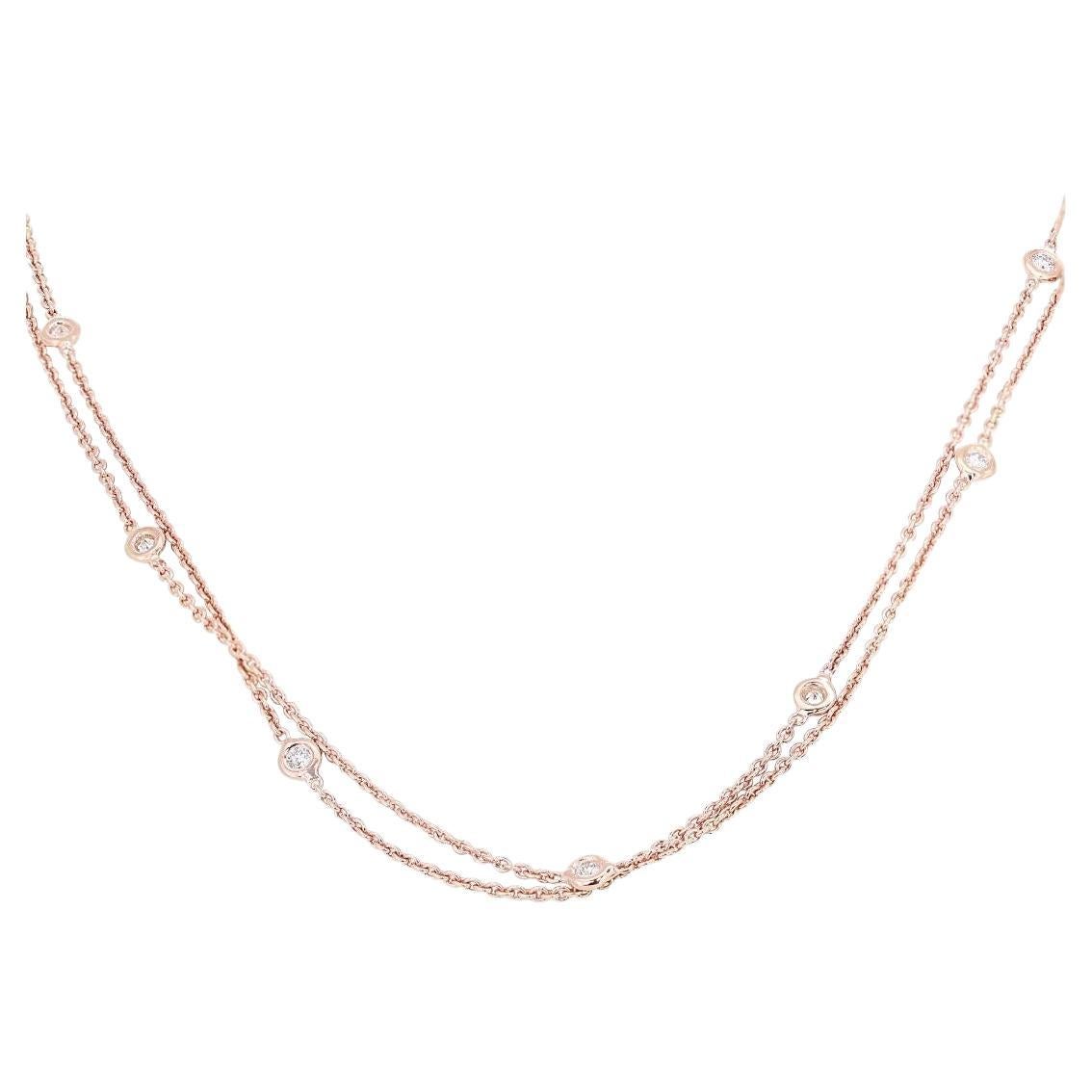 Alluring 1.12ct Diamond Necklace set in 18K Rose Gold  For Sale