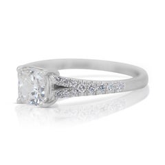 Alluring 1.16ct Double Excellent Ideal Cut Diamonds Pave Ring in 18k White Gold