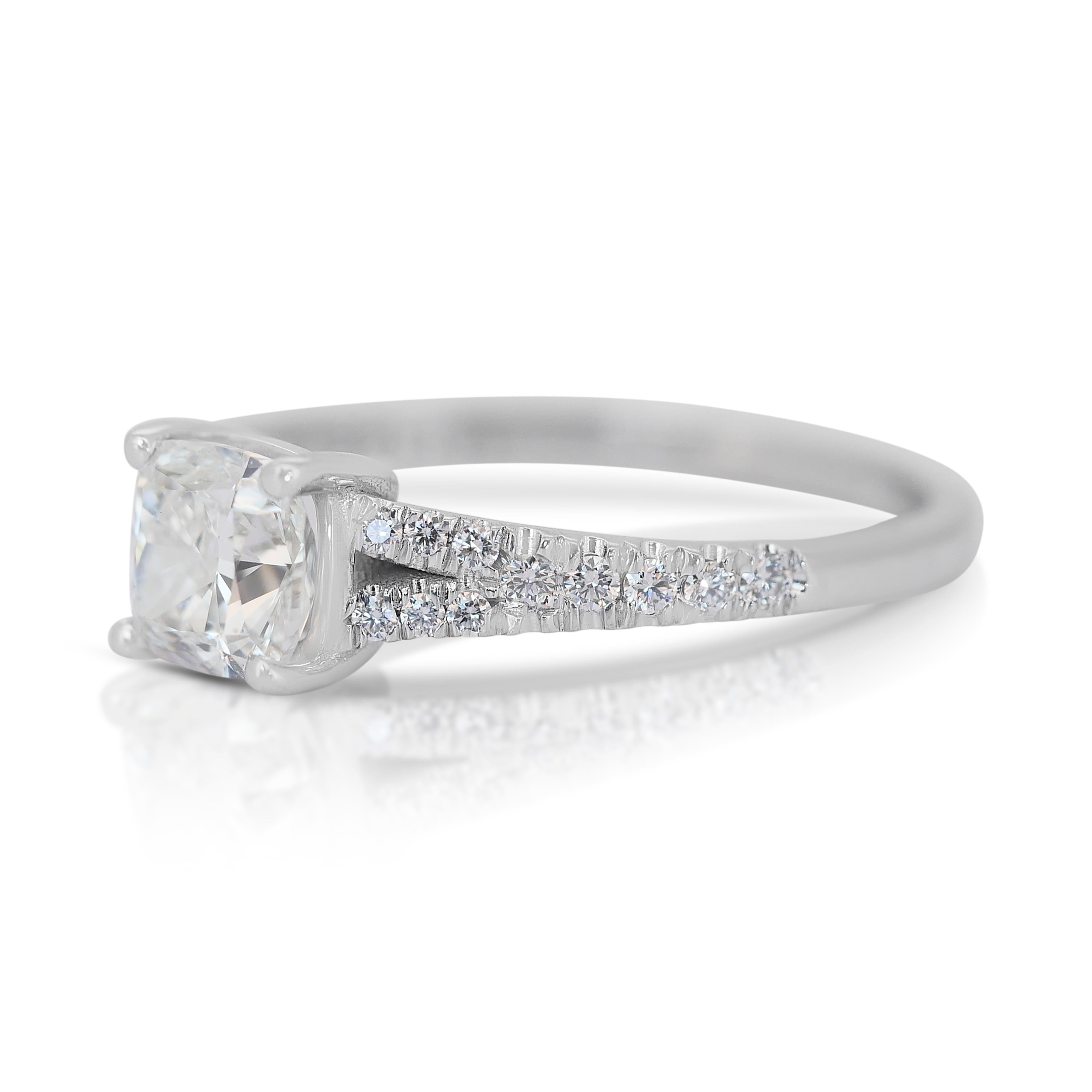 Verführerischer 1,16 Karat Doppelt ausgezeichneter Idealschliff Diamanten Pave-Ring aus 18 Karat Weißgold im Angebot 1