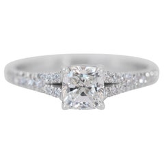 Superbe bague en or blanc 18 carats avec pavé de diamants de taille idéale de 1,16 carat