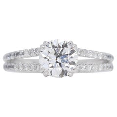 Alluring 1.24ct Diamond Pave Ring with Side Diamonds in 18K White Gold