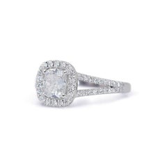 Alluring 1.30ct Diamonds Halo Ring in 18k White Gold - GIA Certified