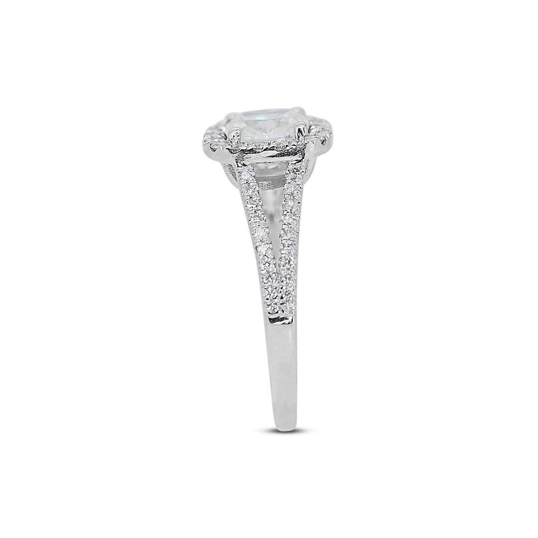 Women's Alluring 1.30ct Diamonds Halo Ring in 18k White Gold - GIA Certified  For Sale
