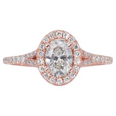 Alluring 1.35ct Diamonds Halo Ring in 18k Rose Gold - GIA Certified