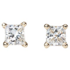 Alluring 1.80ct Diamonds Stud Earrings in 18k Yellow Gold - GIA Certified