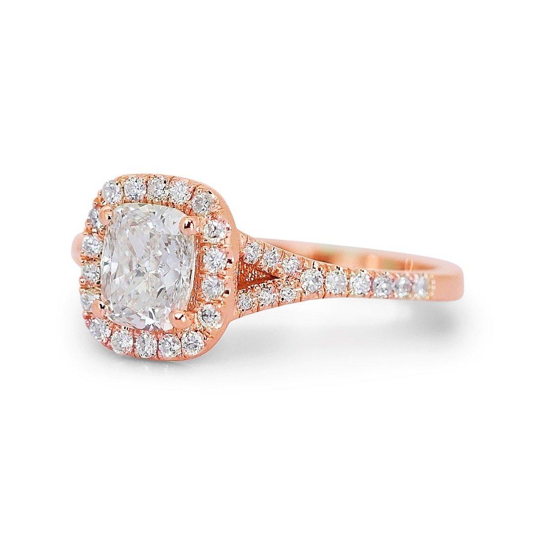 Cushion Cut Alluring 1.88ct Diamonds Halo Ring in 18k Rose Gold - GIA Certified For Sale