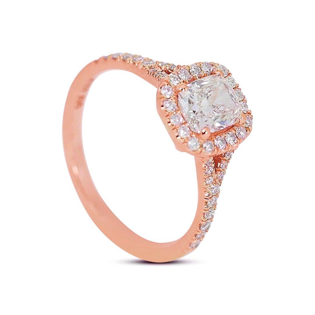 Alluring 1.88ct Diamonds Halo Ring in 18k Rose Gold - GIA Certified For Sale 1