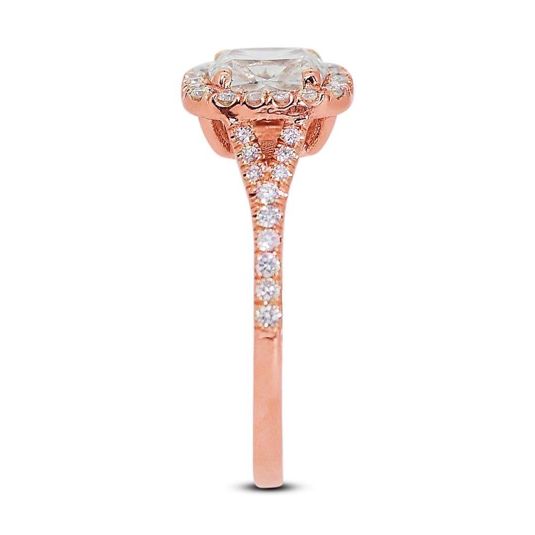 Alluring 1.88ct Diamonds Halo Ring in 18k Rose Gold - GIA Certified For Sale 2