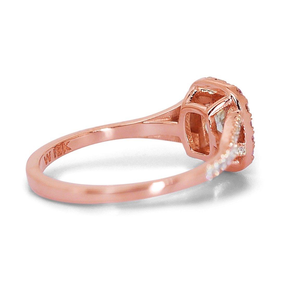 Alluring 1.88ct Diamonds Halo Ring in 18k Rose Gold - GIA Certified For Sale 3