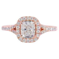 Alluring 1.88ct Diamonds Halo Ring in 18k Rose Gold - GIA Certified