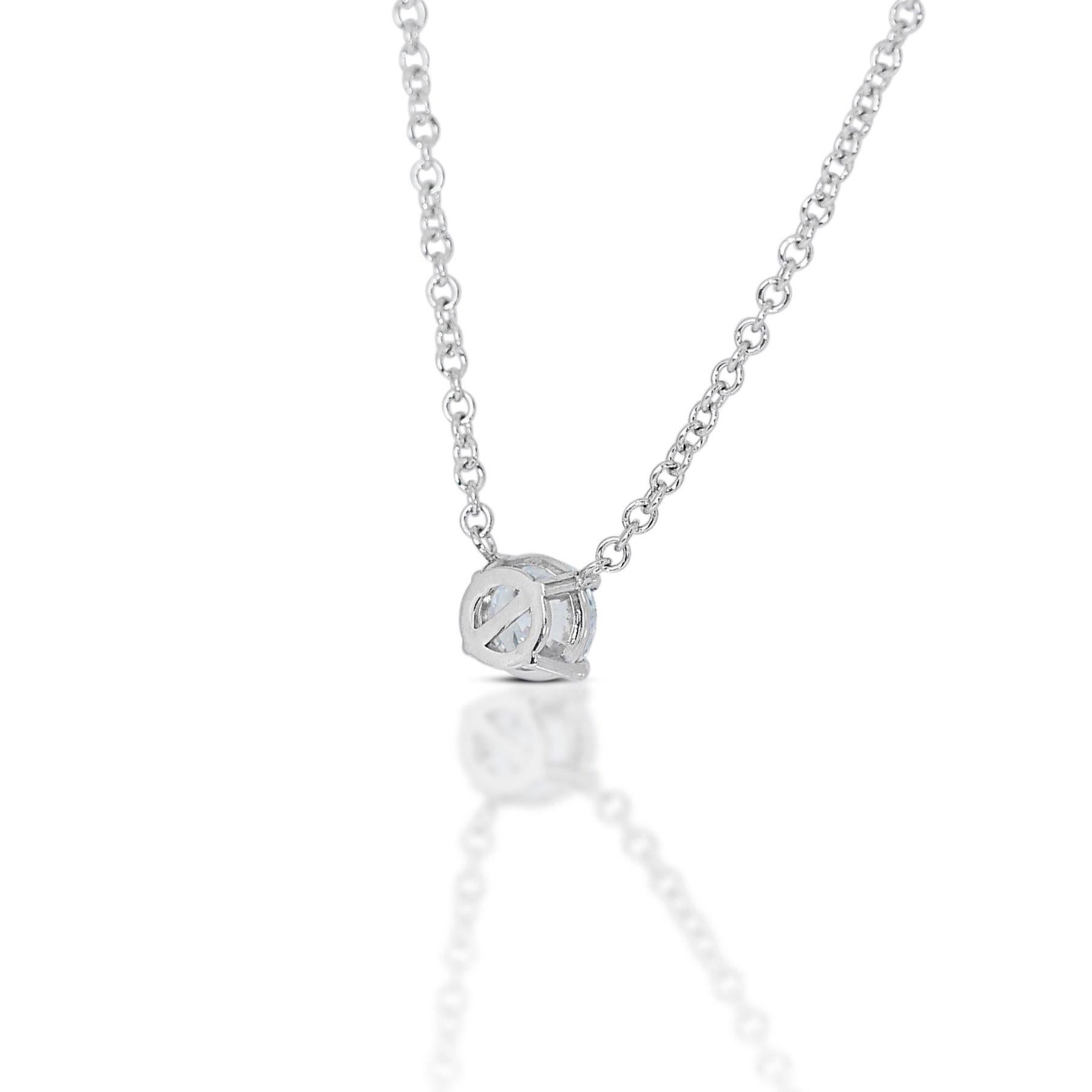 Women's Alluring 18K White Gold Diamond Necklace w/ Pendant w/ 0.32 ct - GIA Certified For Sale