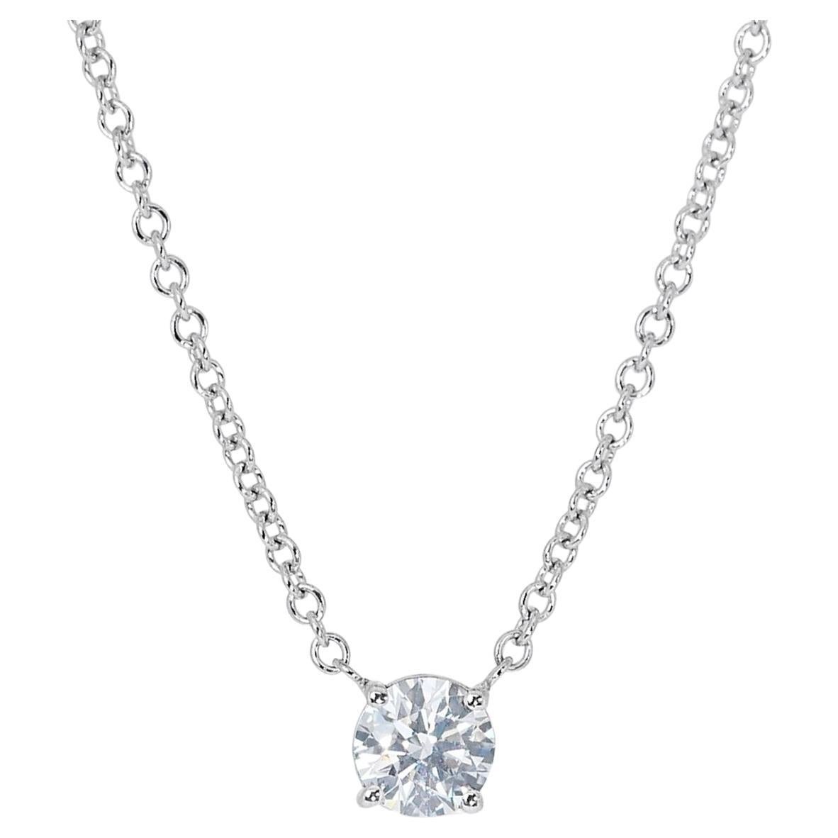 Alluring 18K White Gold Diamond Necklace w/ Pendant w/ 0.32 ct - GIA Certified For Sale