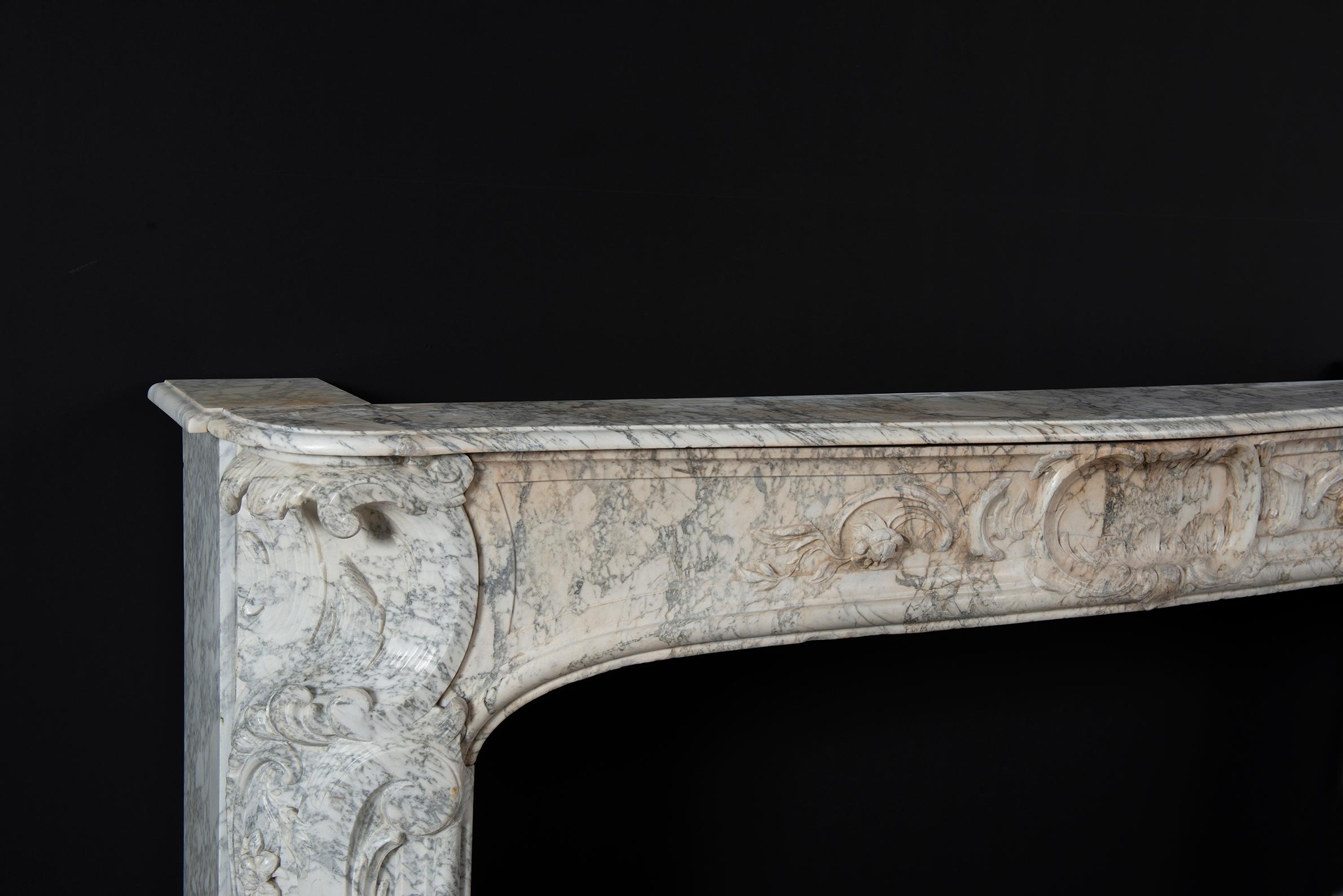 Carrara Marble Alluring 18th Century Dutch Louis XV Fireplace Mantel For Sale