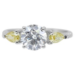 Alluring 2.11ct Diamonds Fancy-Colored 3-Stone Ring in 18k White Gold - IGI Cert Alluring 2.11ct Diamonds Fancy-Colored 3-Stone Ring in 18k White Gold - IGI Cert