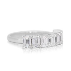 Alluring 2.81ct Diamonds Half Eternity Ring in 18k White Gold - GIA Certified