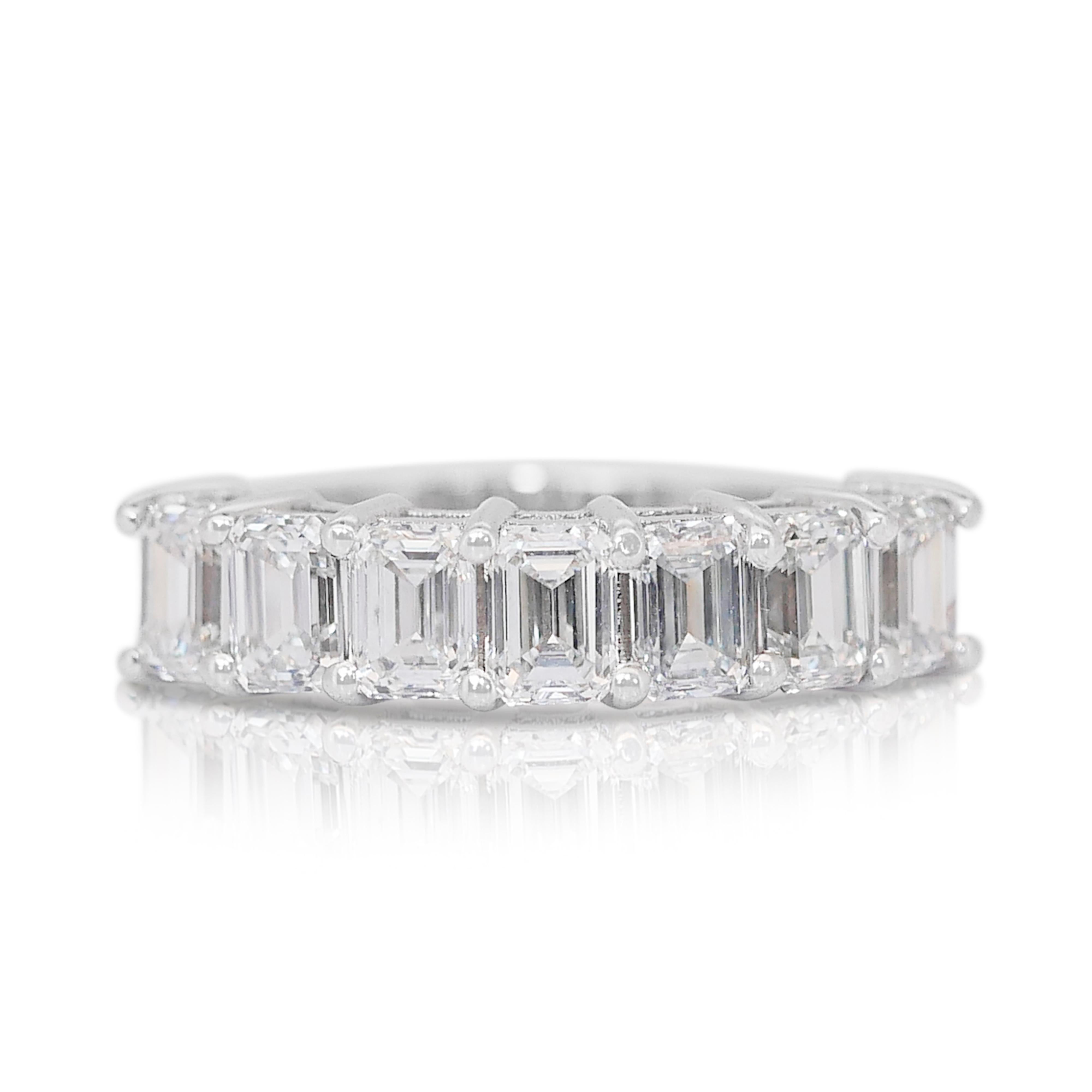 Bague demi-éternité en or blanc 18 carats avec 2,81 carats de diamants - certifiée GIA en vente 2