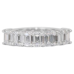 Alluring 2.81ct Diamonds Half Eternity Ring in 18k White Gold - GIA Certified