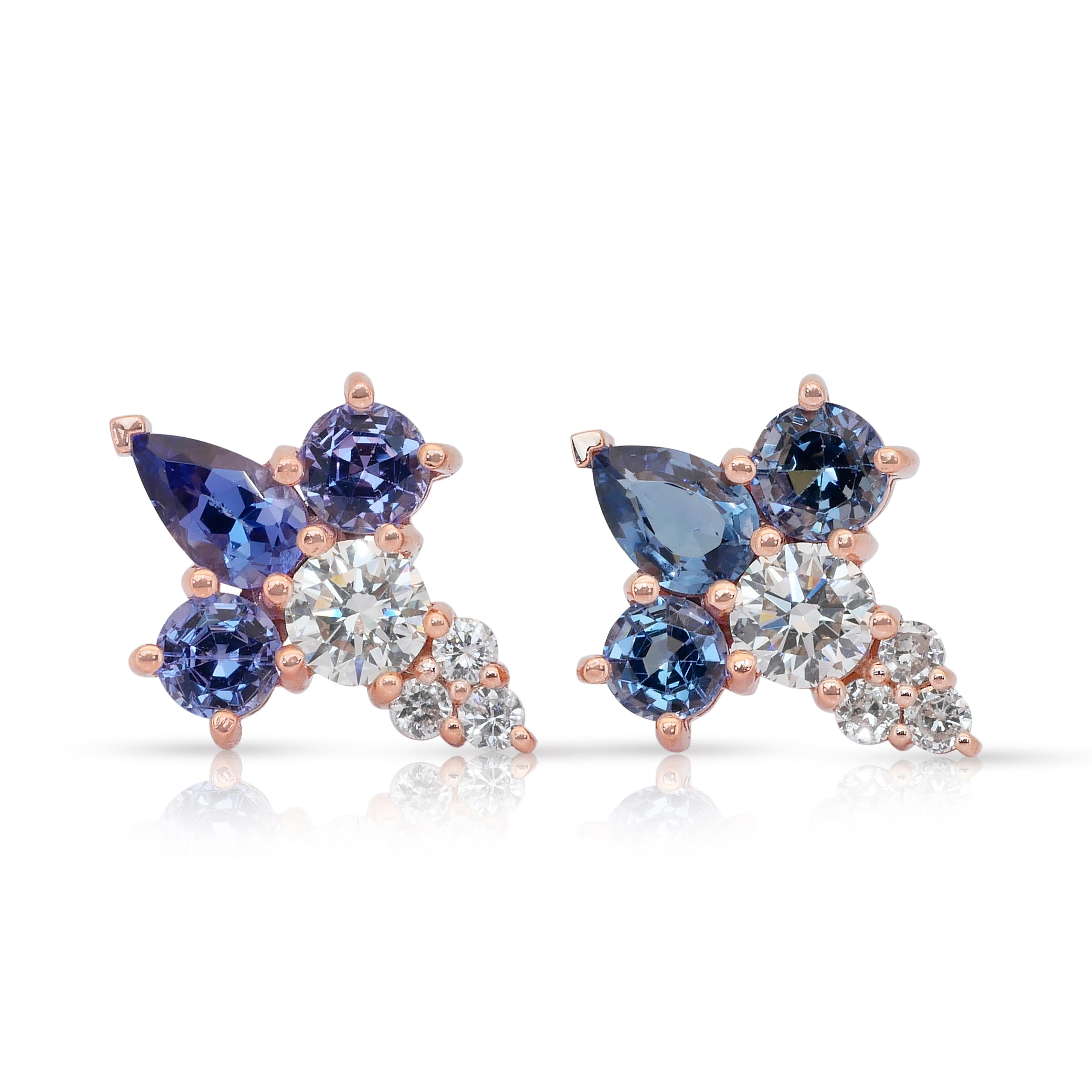 Verführerische Ohrringe mit 3,76 Karat Tansaniten und Diamanten aus 18 Karat Roségold im Angebot 3