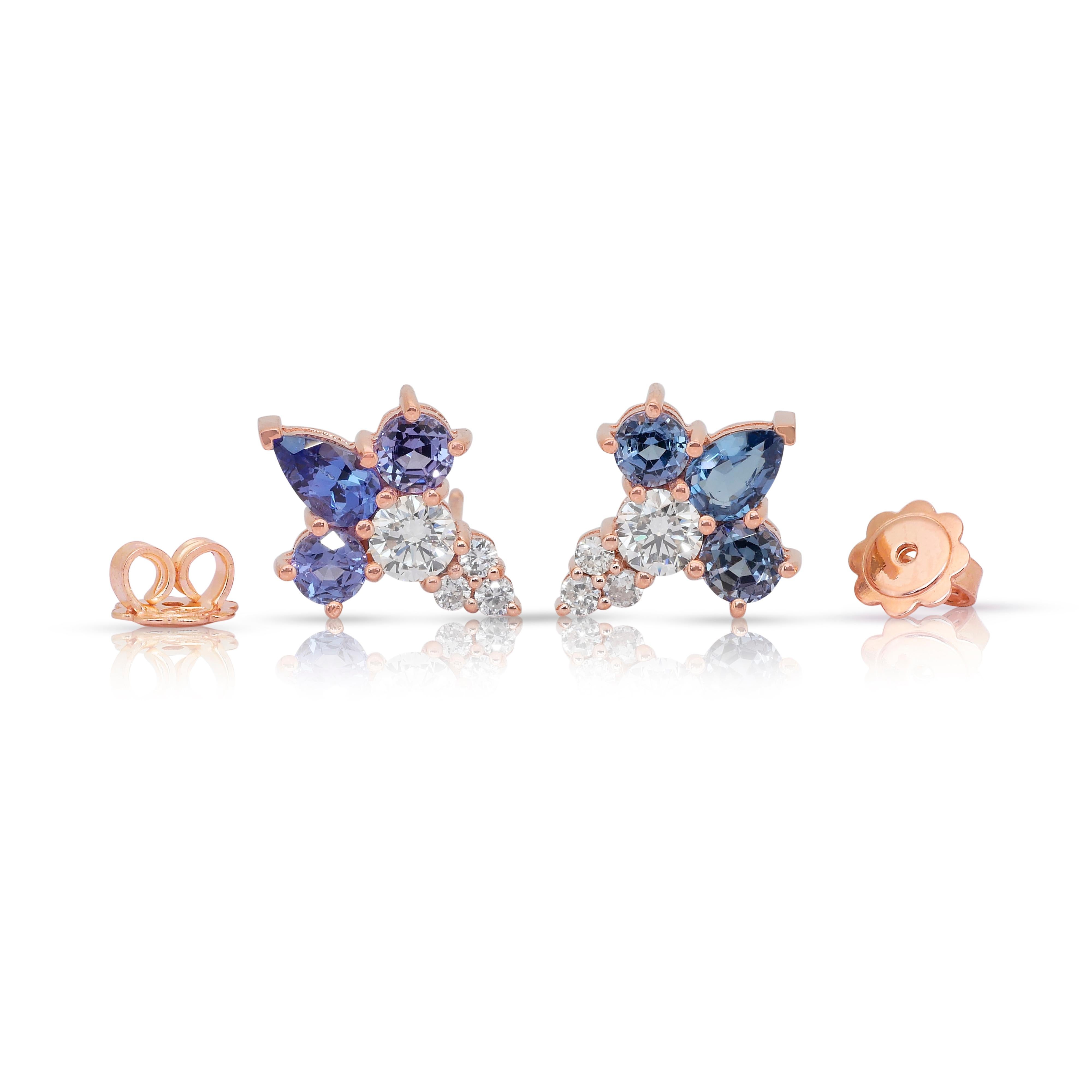 Verführerische Ohrringe mit 3,76 Karat Tansaniten und Diamanten aus 18 Karat Roségold im Angebot 4