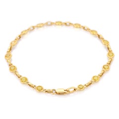 Alluring 4.14 Ct Round Cut Yellow Sapphire Chain Bracelet in 18K Yellow Gold