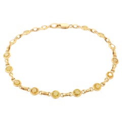 Alluring 4.14 Ct Round Cut Yellow Sapphire Chain Bracelet in 18K Yellow Gold