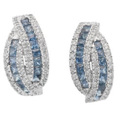 Alluring 5.20ct Sapphires and Diamond Earrings in 18k White Gold - IGI Certified