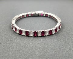 Alluring 9.29 ct GIA Certified Ruby & Diamond Emerald-Cut Bracelet