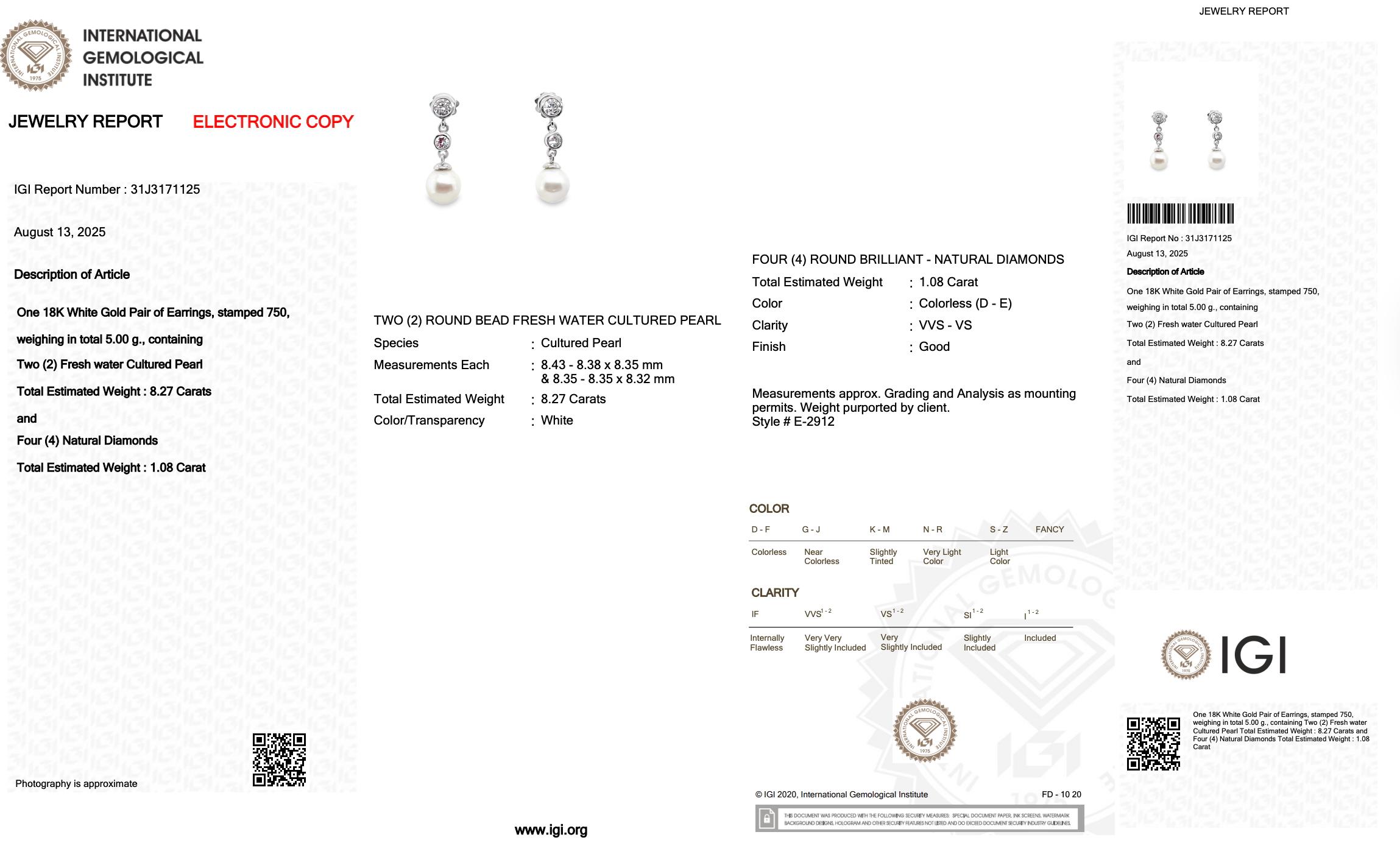 Women's Alluring 9.35ct Fresh Water Cultured Pearls and Diamonds Drop Earrings For Sale
