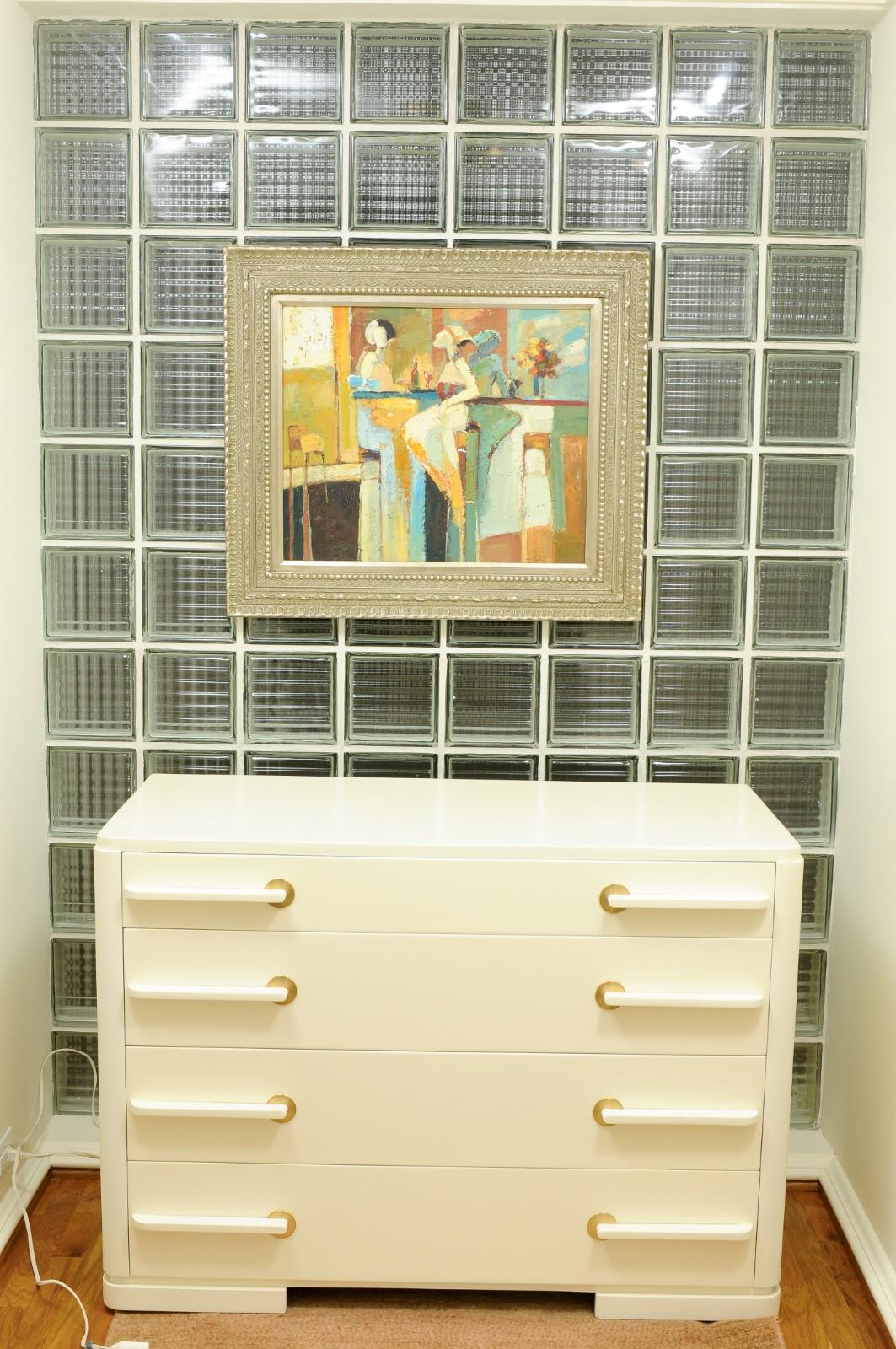 Abstraktes, verführerisches Art-Déco-Gemälde „Frauen, die Cocktails teilen“, um 1930 (Art déco) im Angebot