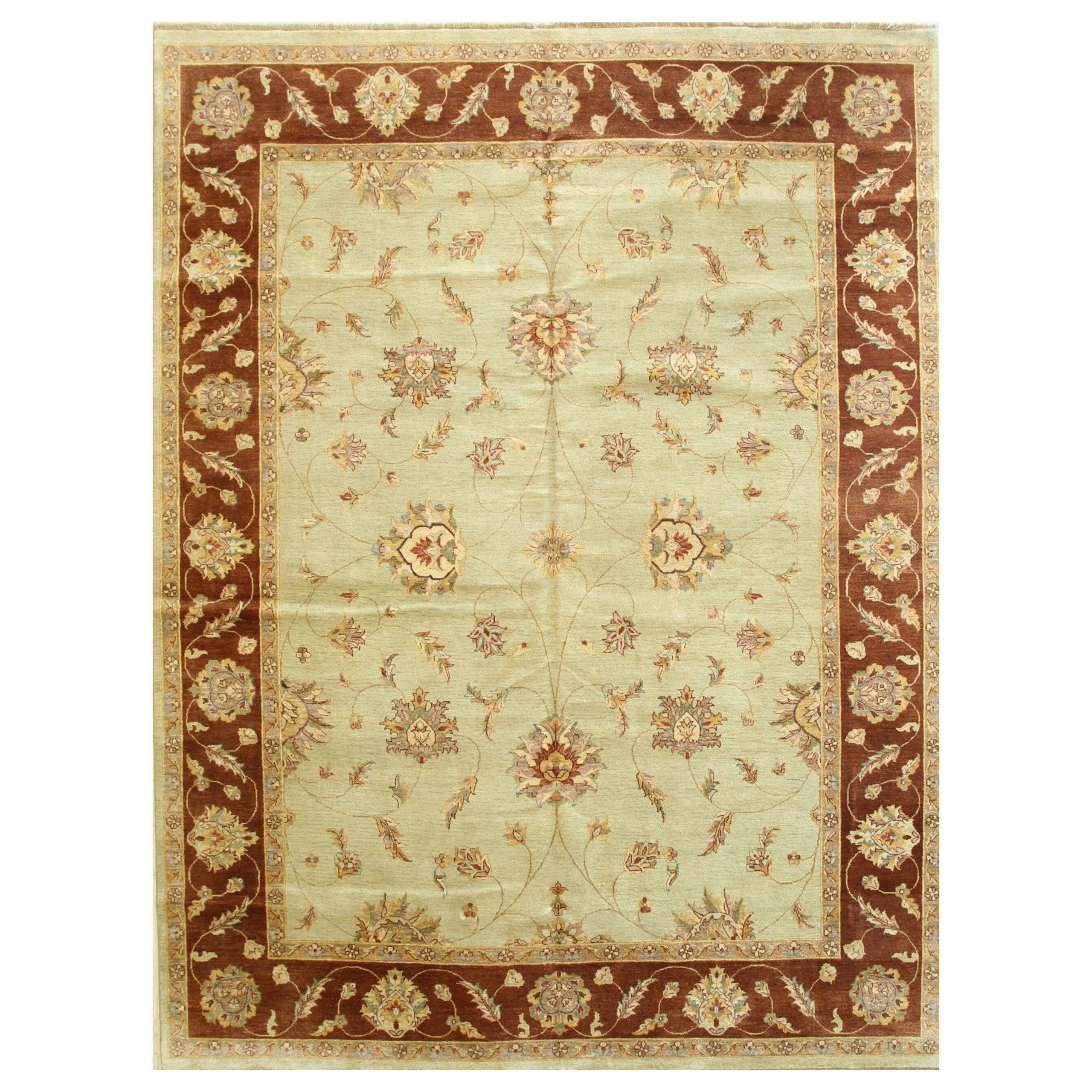 Alluring Artisan Multicolor Hand-Knotted Wool Rug Carpet, Indo-Persian Design
