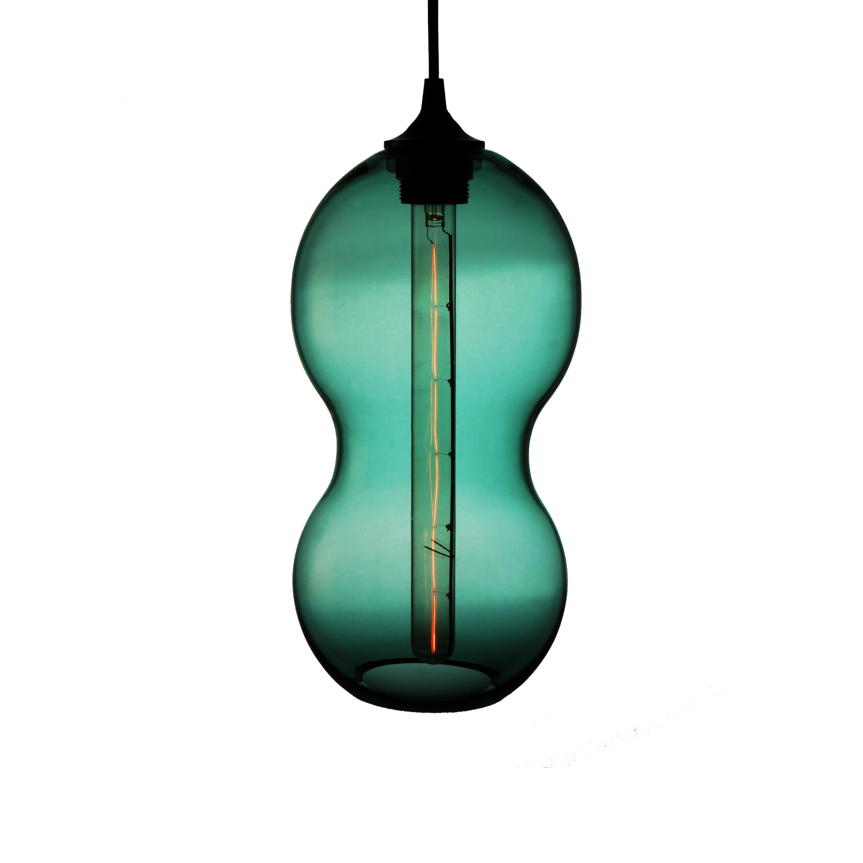 Alluring Blue Contemporary Organic Architectural Hand Blown Pendant Lamp For Sale 4