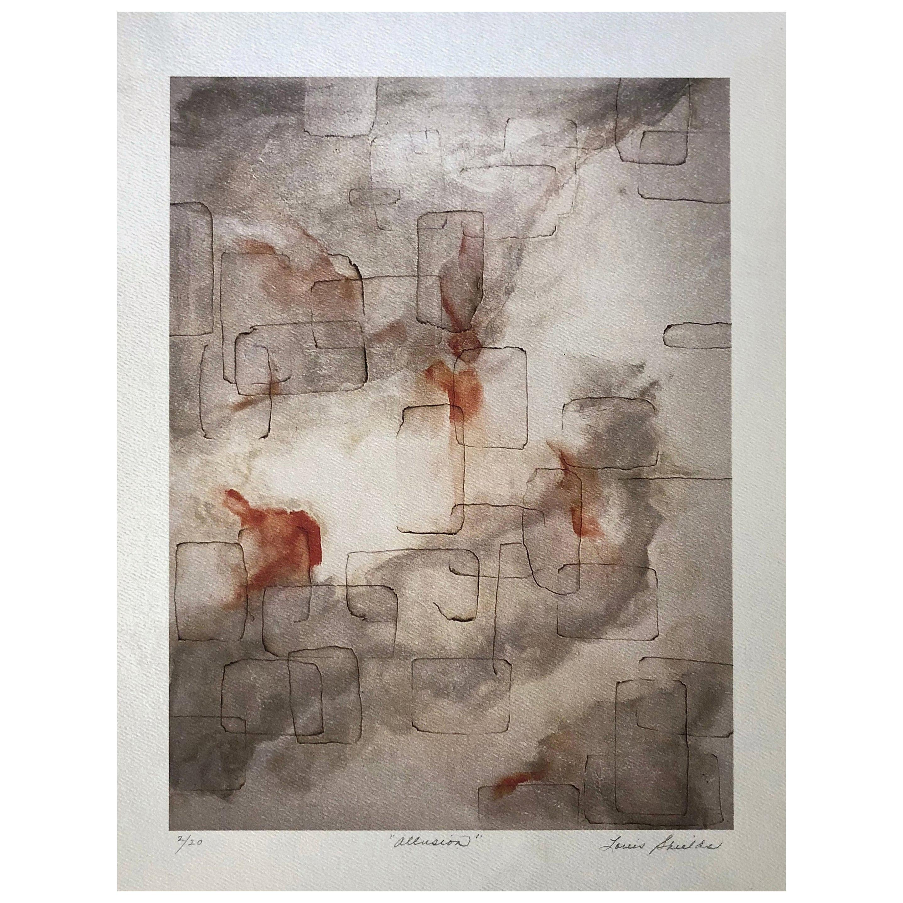 "Allusion" Impression d'archive abstraite:: papier aquarelle texturé en vente