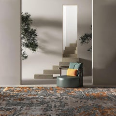ALLUVIA Hand Tufted Modern Silk Rug in Blue and Copper Colours By Hands