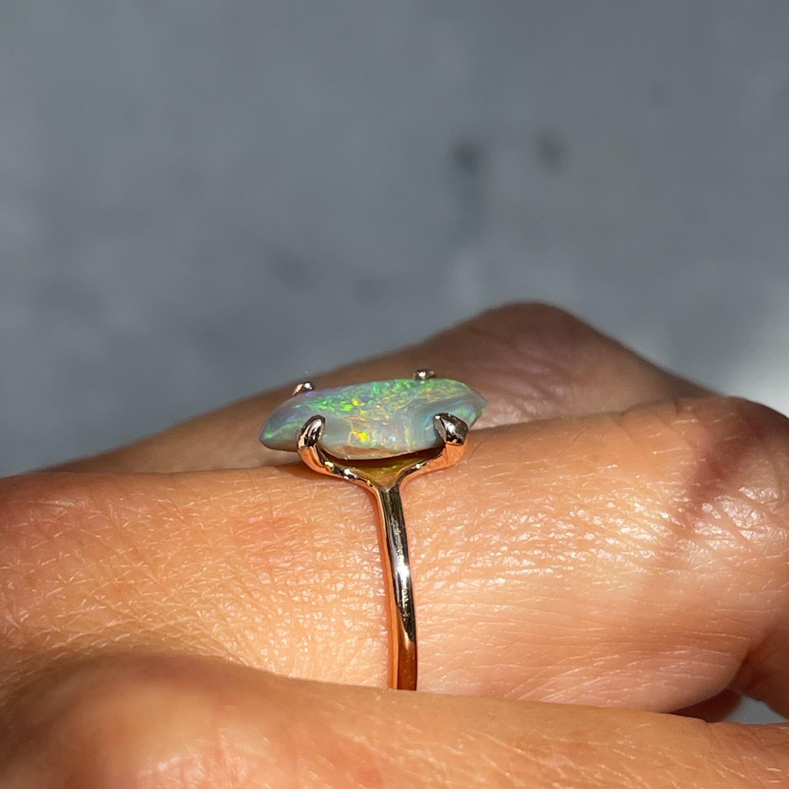 Alluvial Bloom Opal and Emerald Ring in Rose Gold by NIXIN Jewelry For Sale 1