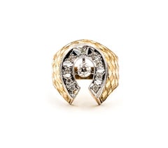 Diamond Horseshoe Ring in 10k Yellow Gold
