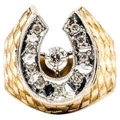Diamond Horseshoe Ring in 10k Yellow Gold