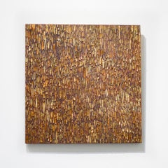 Barking Betula: Abstract Encaustic Painting of Golden Tree Bark Tones on Purple